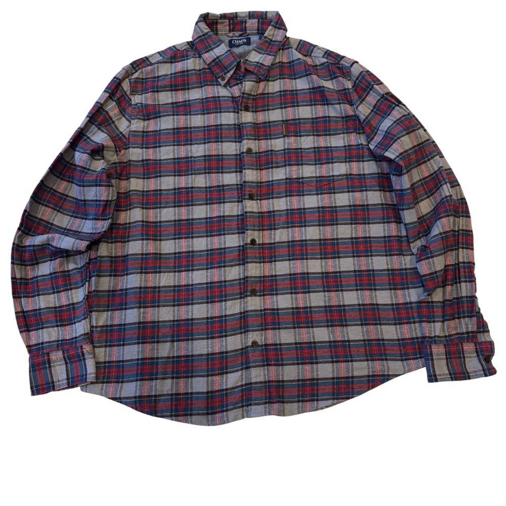 Chaps Ralph Lauren Plaid Tartan Flannel Shirt size XL cotton blend preppy